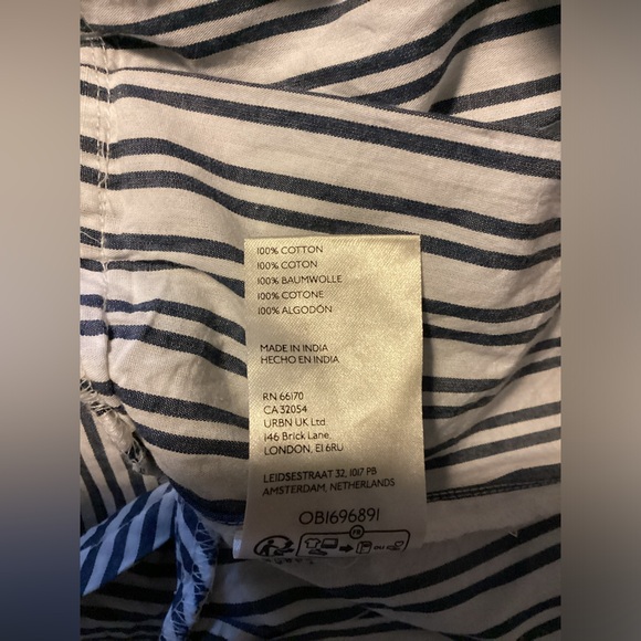 Free People Be Real Mini Dress Medium Striped Blue/White Ruffle 100% Cotton - Picture 11 of 14